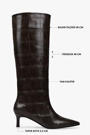Kadın Kaia Kahve Kroko Çizme