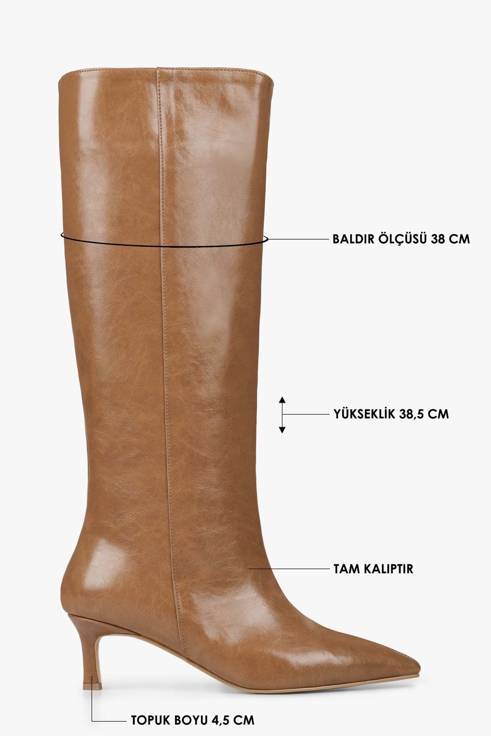 Kadın Blaze Karamel Cilt Kısa Sivri Topuklu Çizme