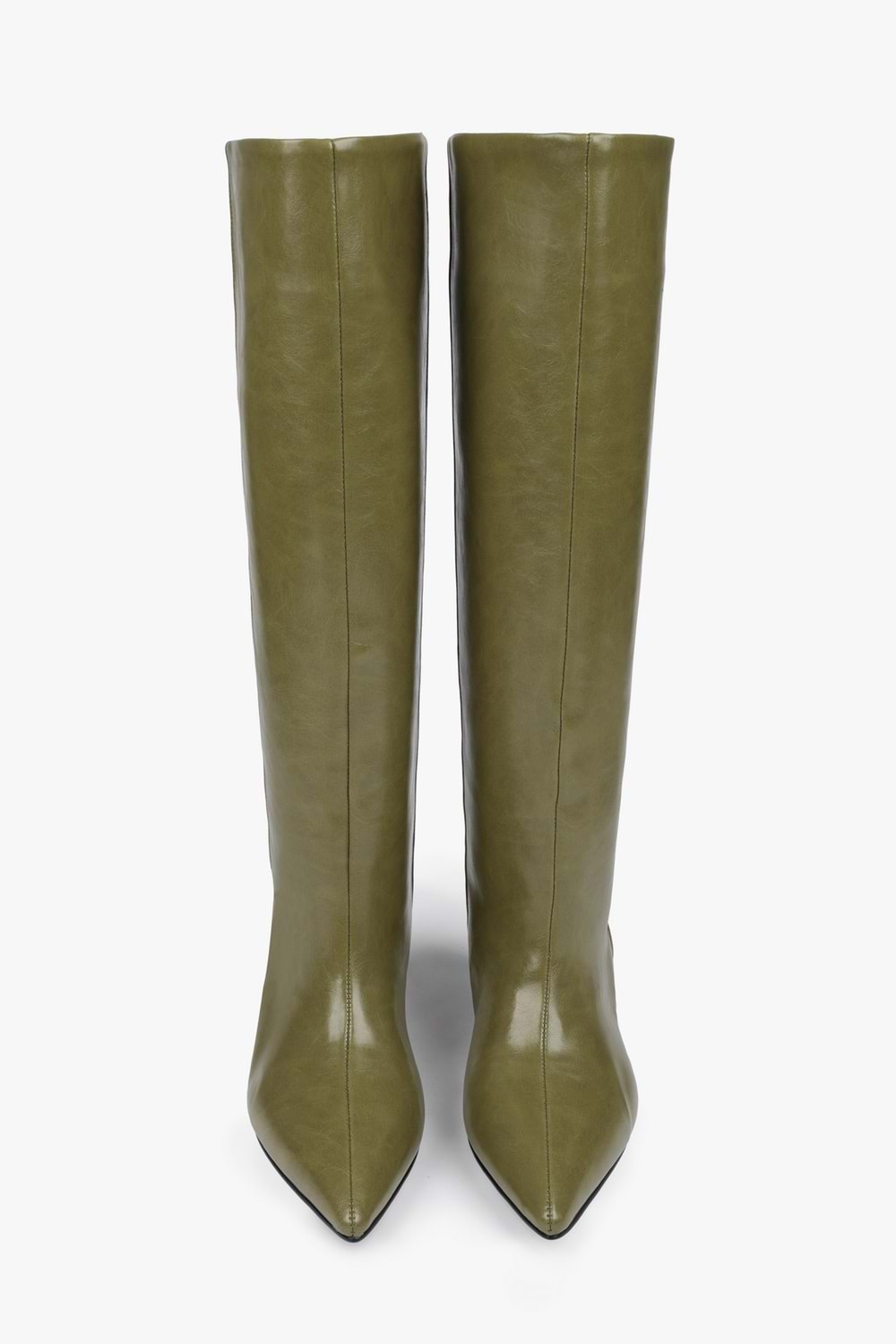Kadın Blaze Yağ Yeşili Cilt Kısa Sivri Topuklu Çizme