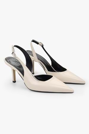 Kadın Zenvia Ekru Cilt Stiletto