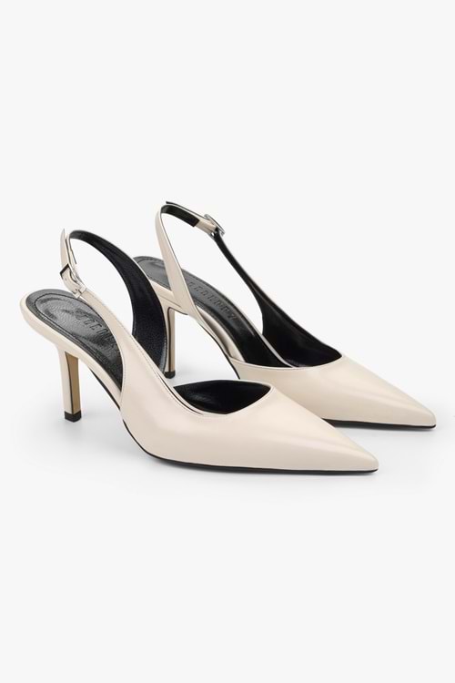 Kadın Zenvia Ekru Cilt Stiletto