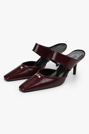 Kadın Orelia Bordo Cilt Küt Burunlu Toka Detaylı Topuklu Terlik