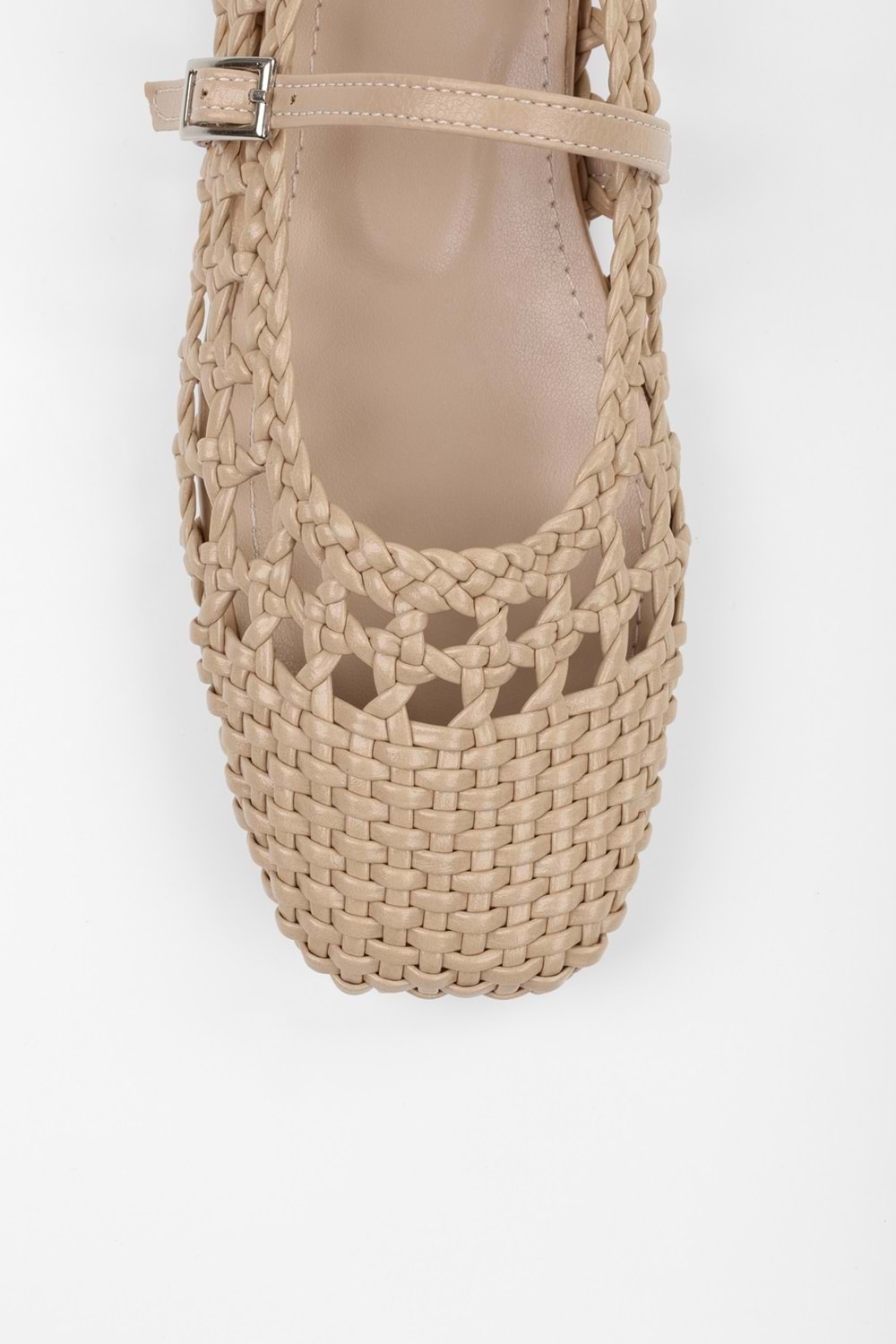 Kadın Miela Ten Cilt Tokalı Örgü Babet