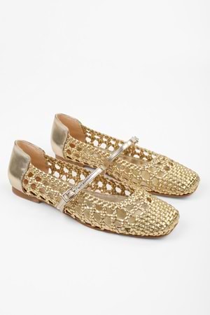 Kadın Miela Altın Cilt Tokalı Örgü Babet