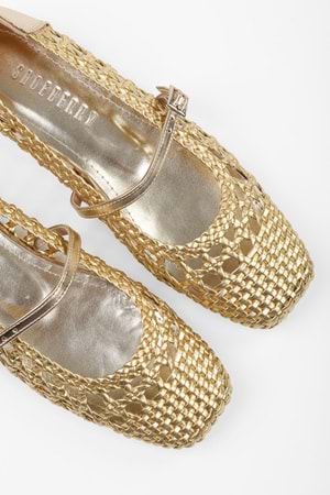 Kadın Miela Altın Cilt Tokalı Örgü Babet