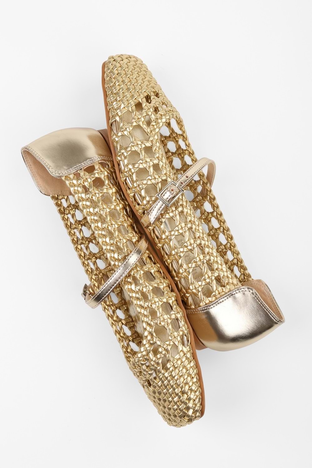 Kadın Miela Altın Cilt Tokalı Örgü Babet