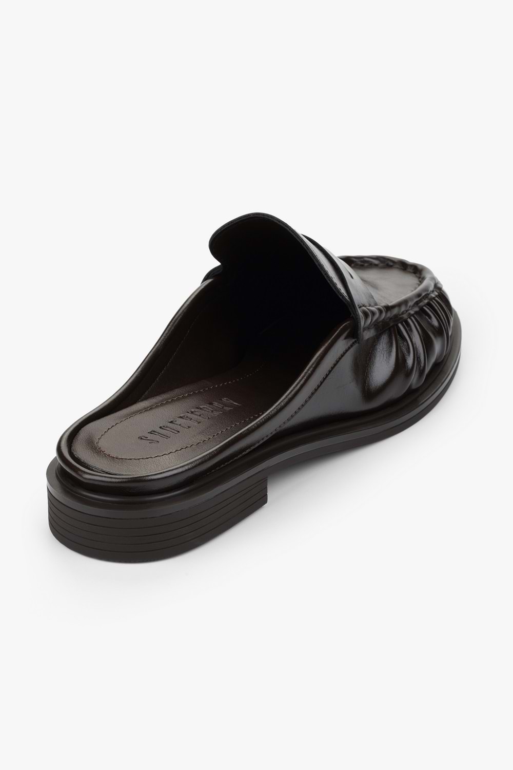 Kadın Mavien Kahve Cilt Büzgülü Terlik Loafer