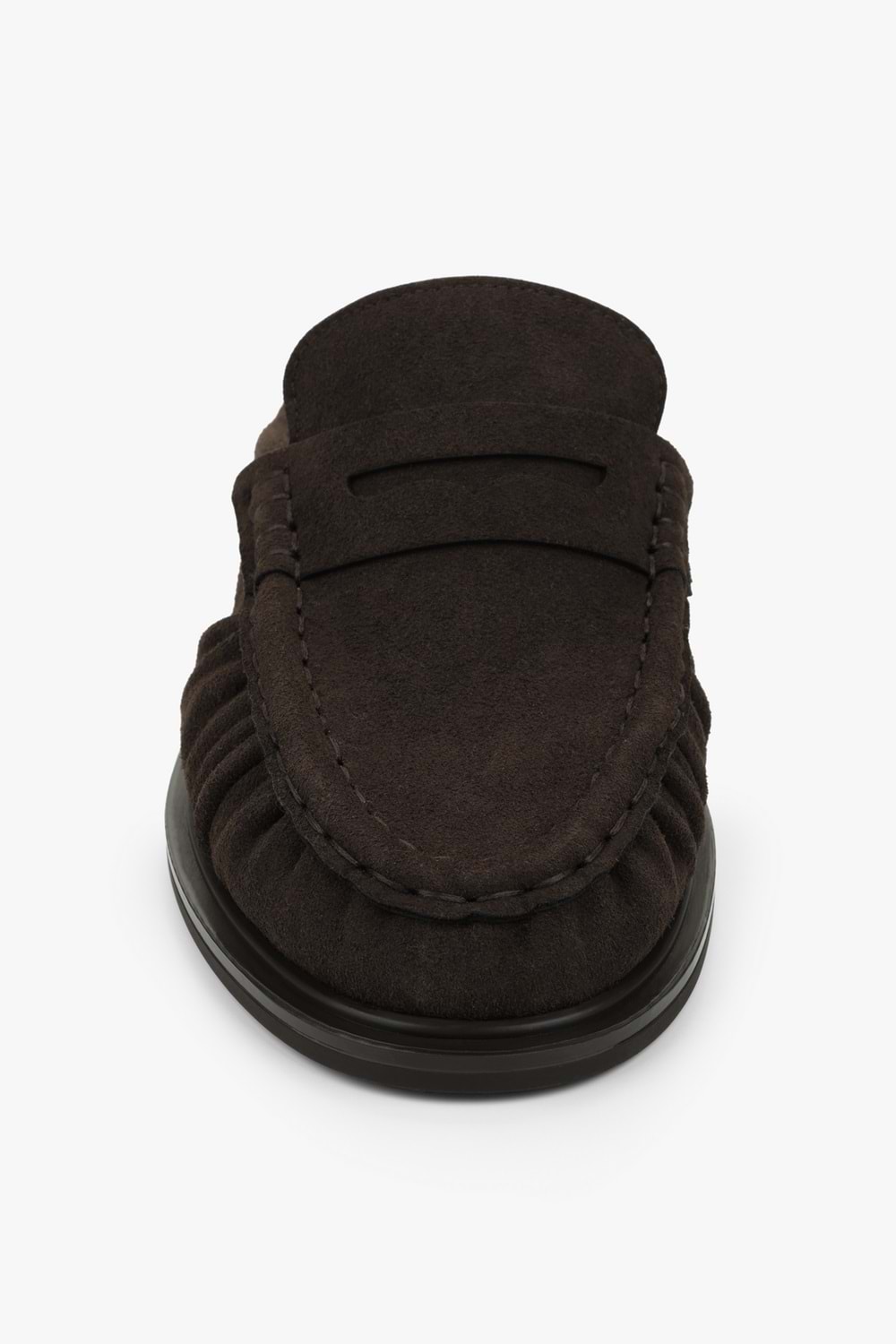 Kadın Mavien Kahve Süet Büzgülü Terlik Loafer