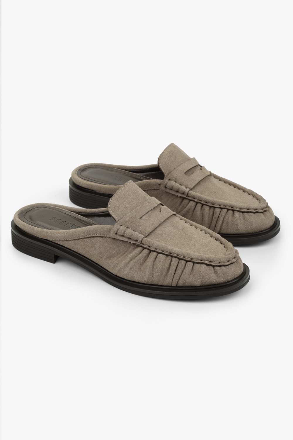 Kadın Mavien Vizon Süet Büzgülü Terlik Loafer