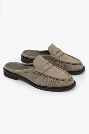 Kadın Mavien Vizon Süet Büzgülü Terlik Loafer