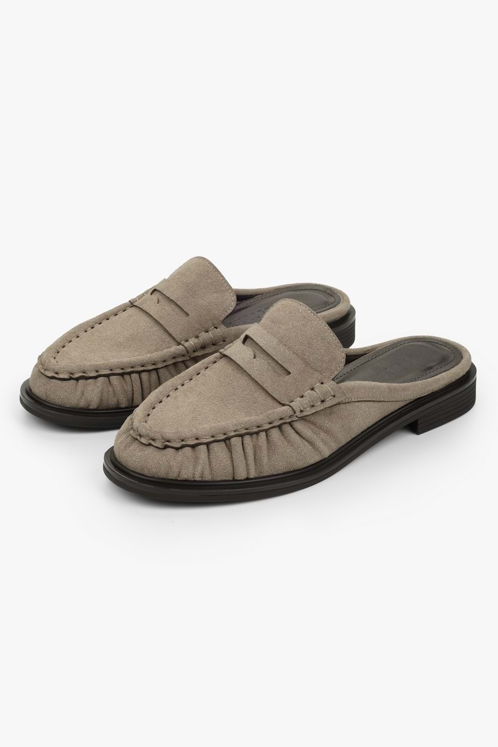 Kadın Mavien Vizon Süet Büzgülü Terlik Loafer
