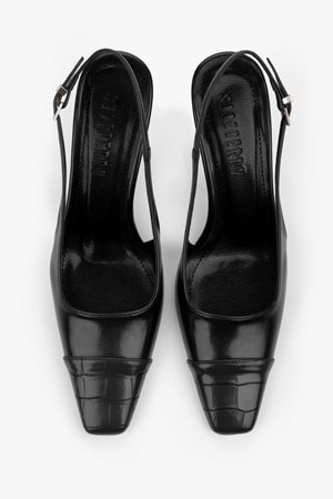 Kadın Dona Siyah Kroko Küt Burunlu Topuklu Stiletto