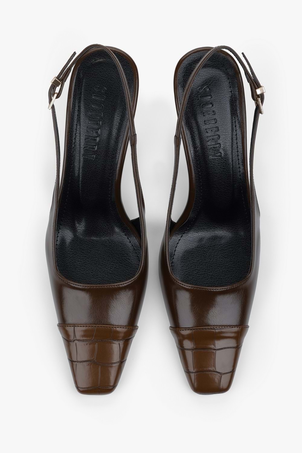 Kadın Dona Kahve Kroko Küt Burunlu Topuklu Stiletto