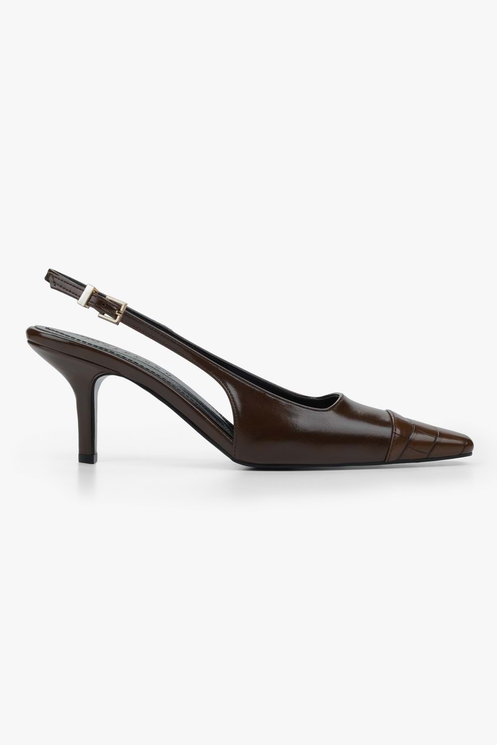 Kadın Dona Kahve Kroko Küt Burunlu Topuklu Stiletto