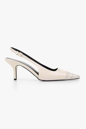 Kadın Dona Ekru Kroko Küt Burunlu Topuklu Stiletto