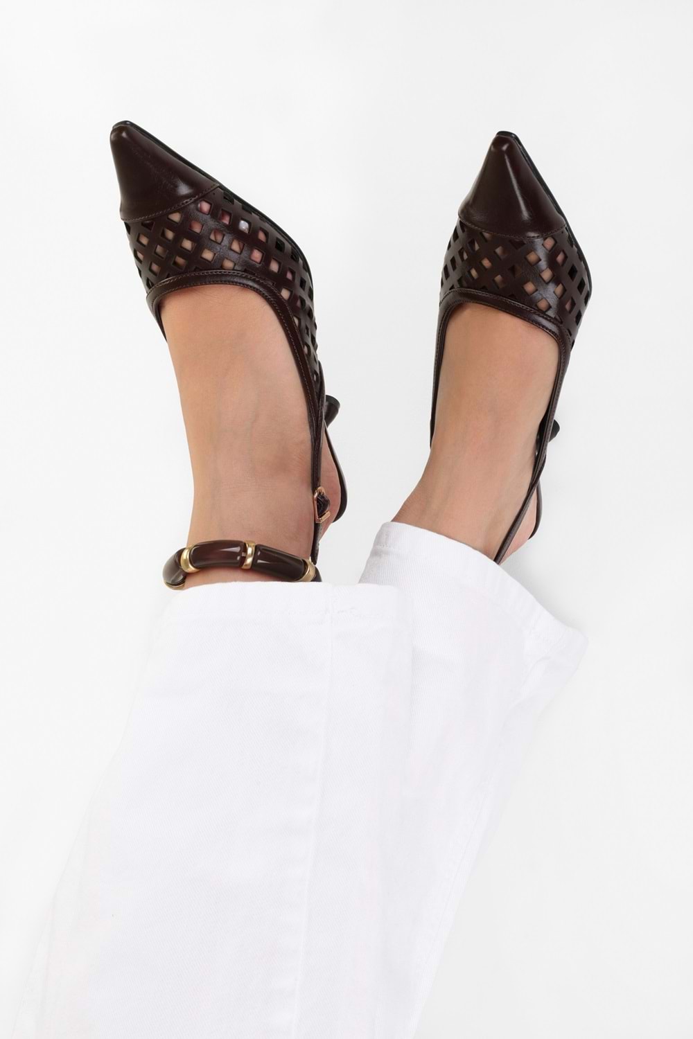 Kadın Jade Acı Kahve Cilt Stiletto