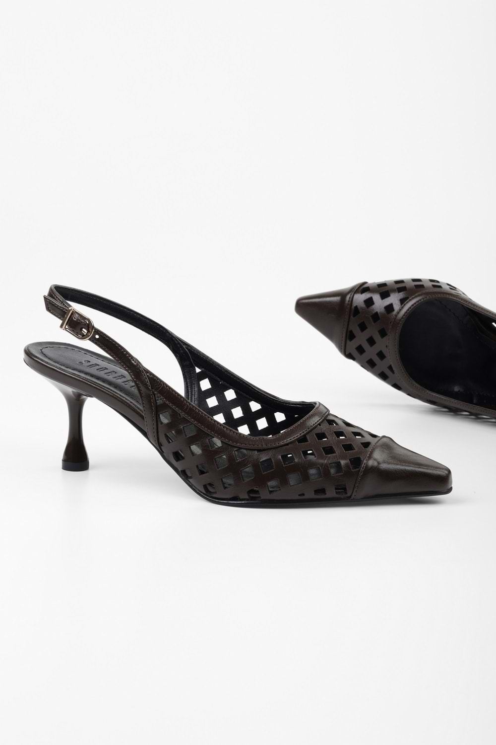 Kadın Jade Acı Kahve Cilt Stiletto