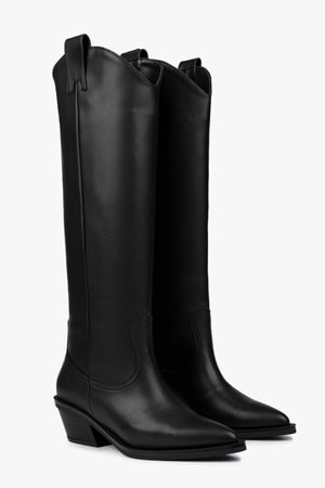 Kadın Kailey Siyah Cilt Kovboy Çizme