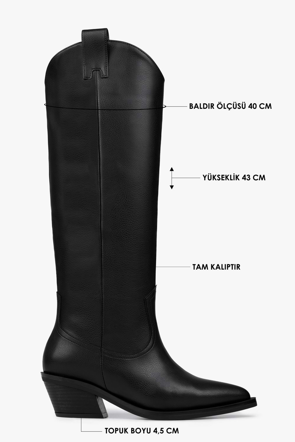 Kadın Kailey Siyah Cilt Kovboy Çizme