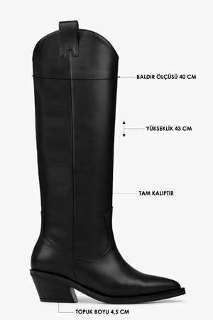 Kadın Kailey Siyah Cilt Kovboy Çizme