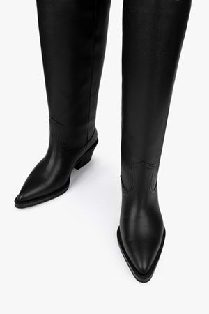 Kadın Kailey Siyah Cilt Kovboy Çizme