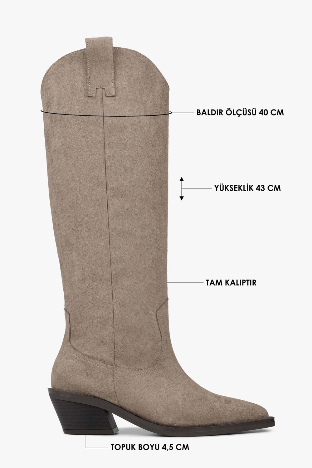 Kadın Kailey Vizon Süet Kovboy Çizme