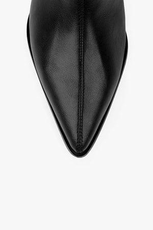 Kadın Lula Siyah Cilt Kısa Sivri Topuklu Çizme