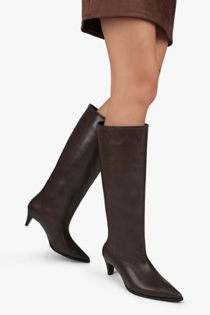 Kadın Lula Kahve Cilt Kısa Sivri Topuklu Çizme