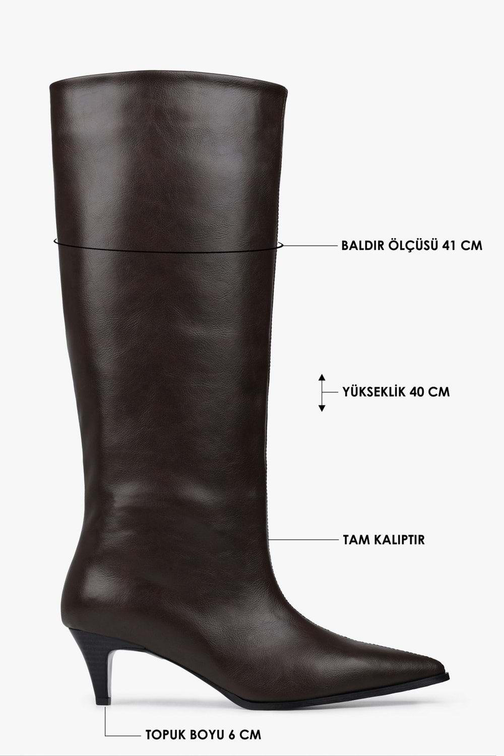 Kadın Lula Kahve Cilt Kısa Sivri Topuklu Çizme