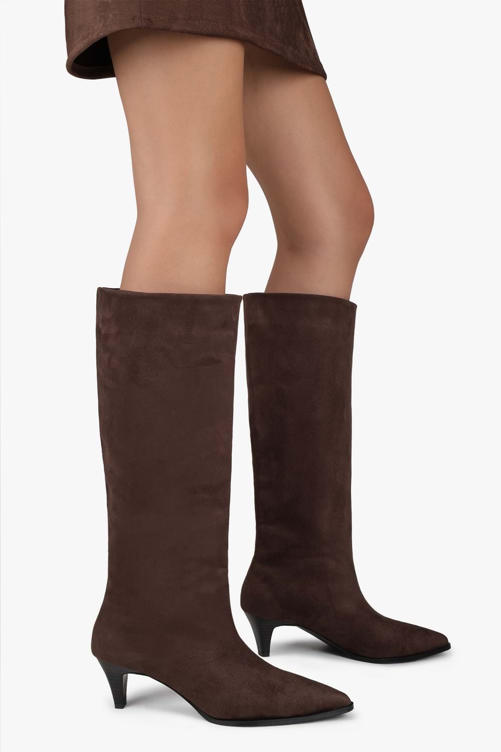 Kadın Lula Acı Kahve Süet Kısa Sivri Topuklu Çizme