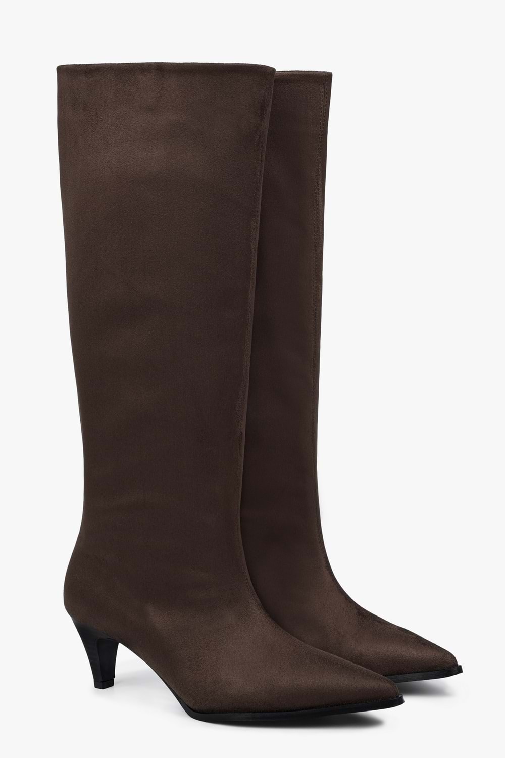 Kadın Lula Acı Kahve Süet Kısa Sivri Topuklu Çizme