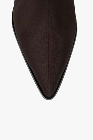 Kadın Lula Acı Kahve Süet Kısa Sivri Topuklu Çizme