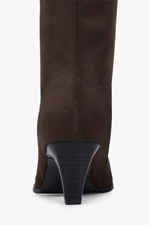 Kadın Lula Acı Kahve Süet Kısa Sivri Topuklu Çizme