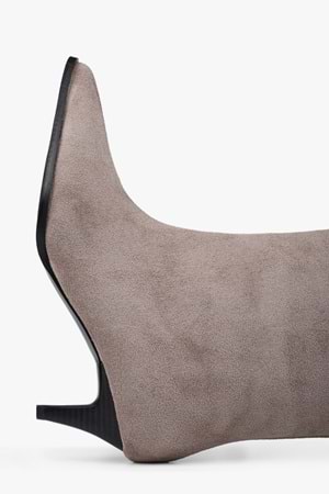 Kadın Lula Vizon Süet Kısa Sivri Topuklu Çizme