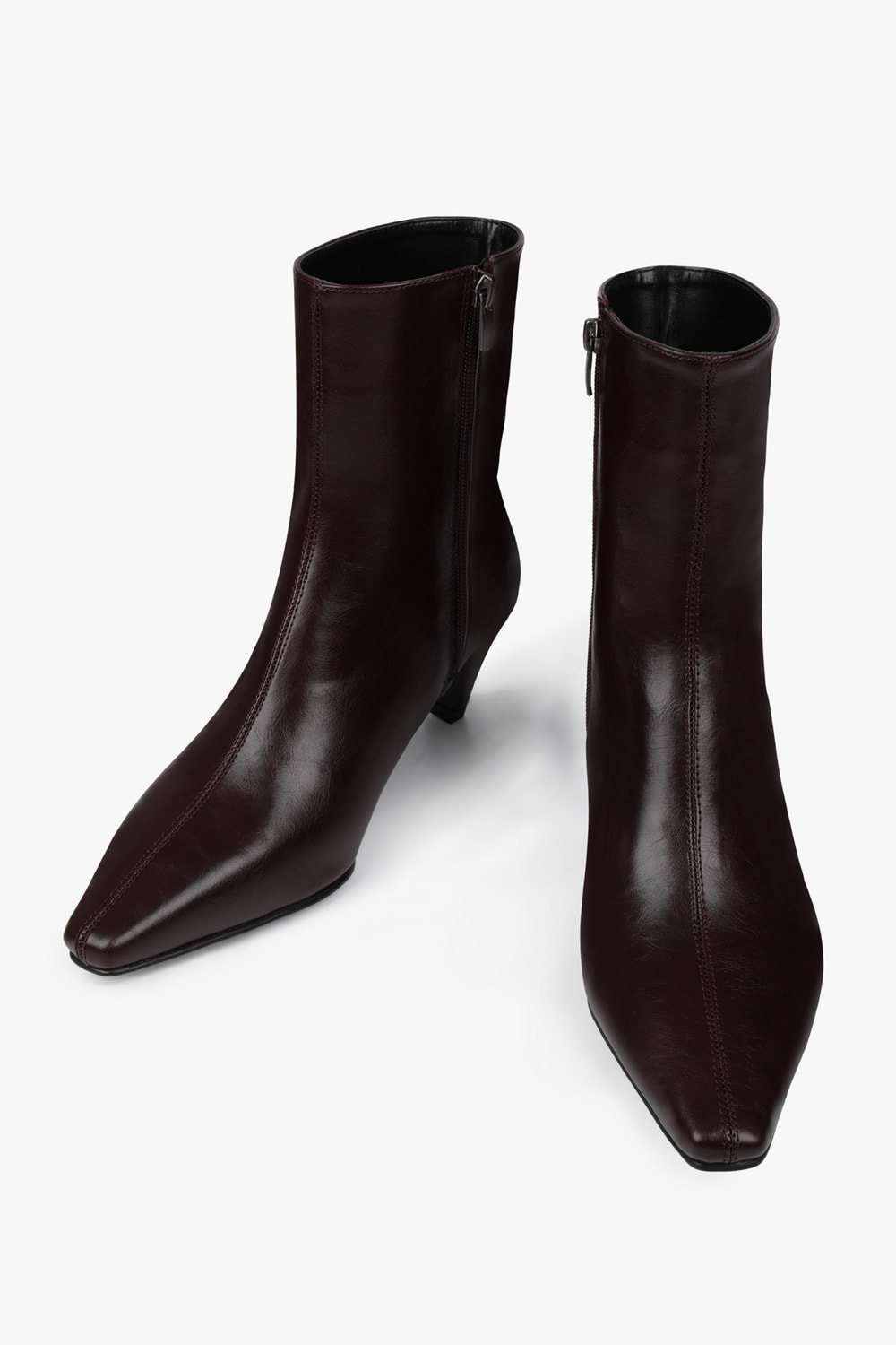 Kadın Lulu Bordo Cilt Kısa Topuklu Bot