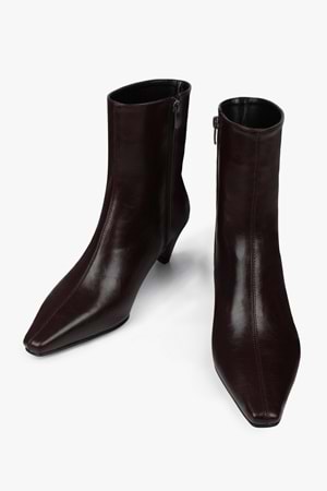 Kadın Lulu Bordo Cilt Kısa Topuklu Bot