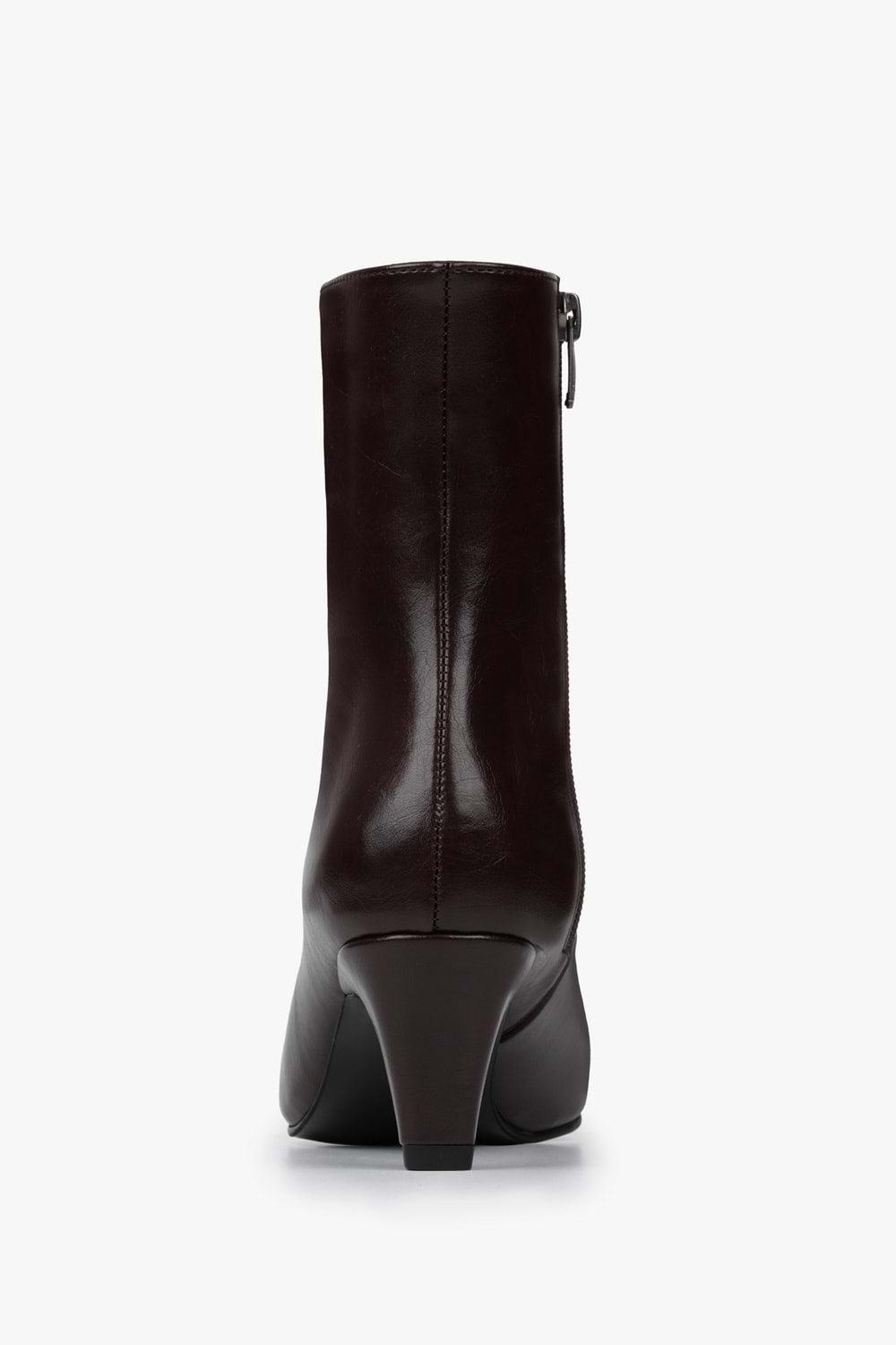 Kadın Lulu Bordo Cilt Kısa Topuklu Bot