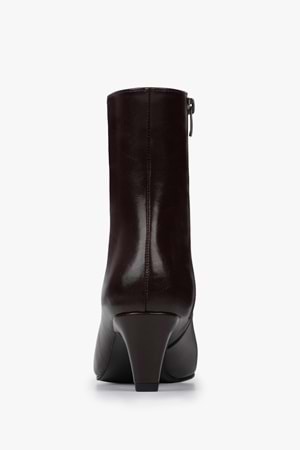 Kadın Lulu Bordo Cilt Kısa Topuklu Bot