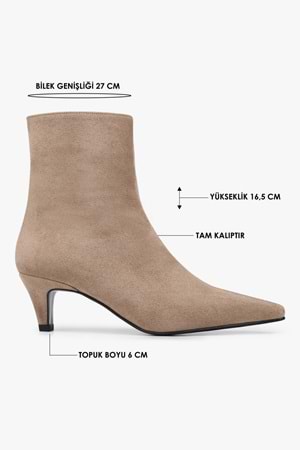 Kadın Lulu Vizon Süet Kısa Topuklu Bot