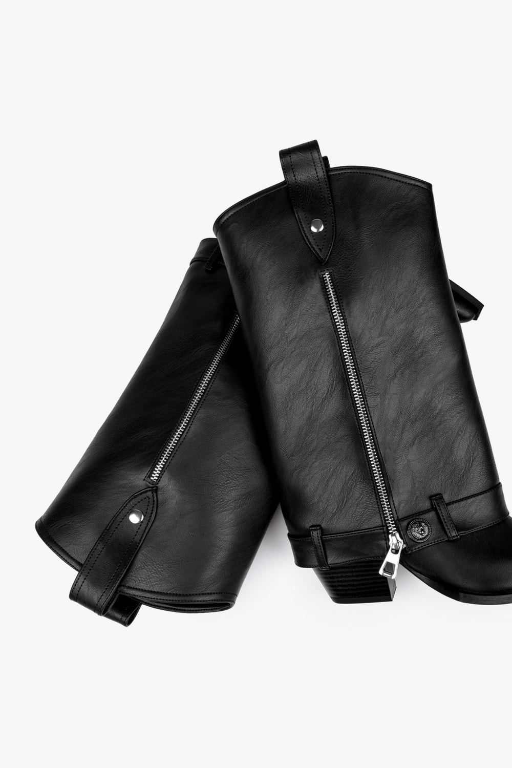 Kadın Astral Siyah Cilt Fermuar Detaylı Kovboy Çizme