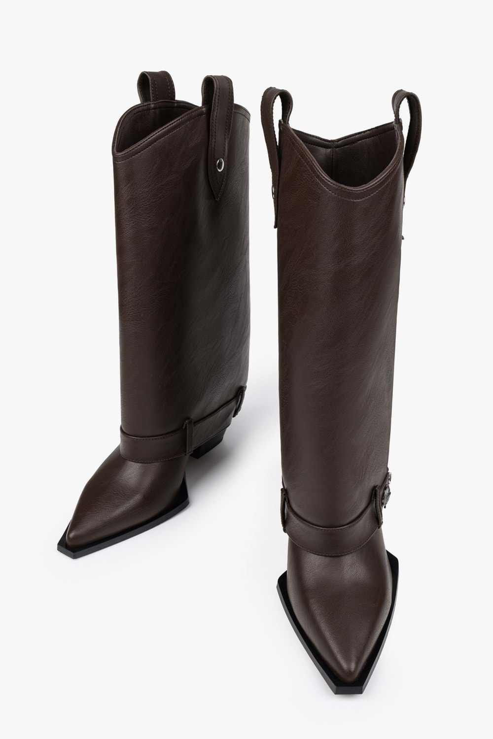 Kadın Astral Kahve Cilt Fermuar Detaylı Kovboy Çizme