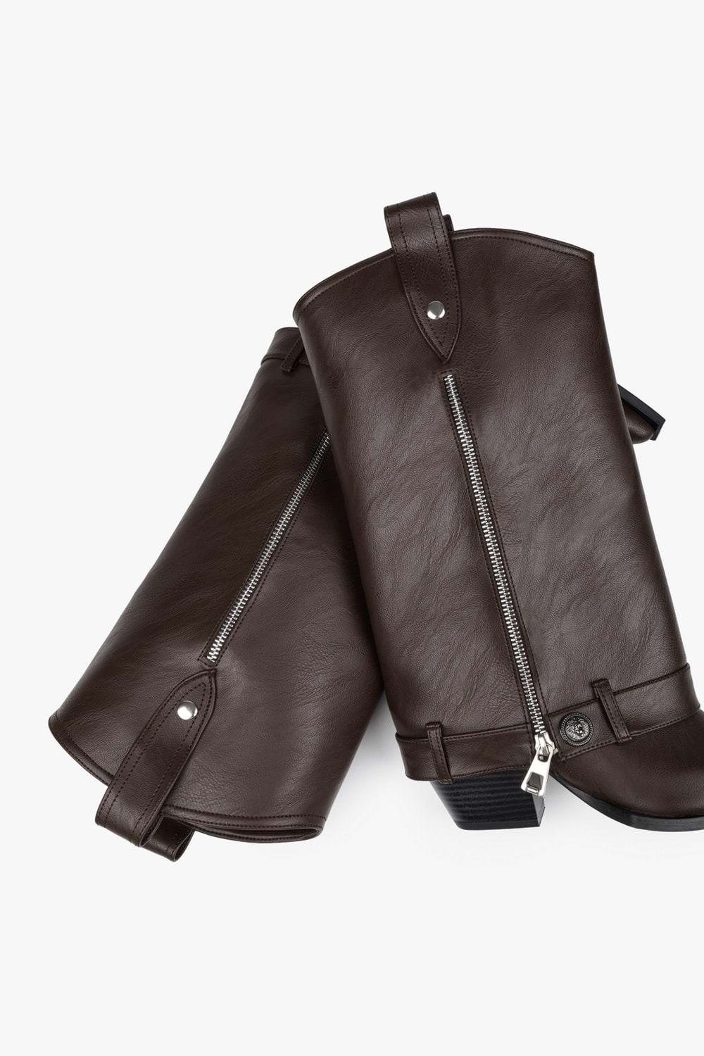 Kadın Astral Kahve Cilt Fermuar Detaylı Kovboy Çizme