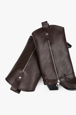 Kadın Astral Kahve Cilt Fermuar Detaylı Kovboy Çizme