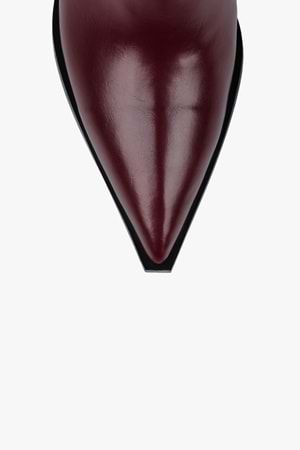 Kadın Emma Bordo Cilt Tokalı Topuklu Çizme