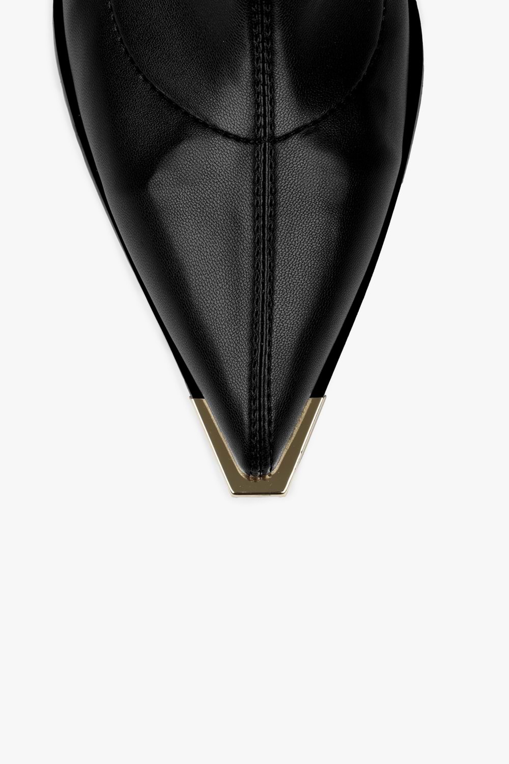 Kadın Belin Siyah Cilt Önü Metal Detaylı Streç Topuklu Bot