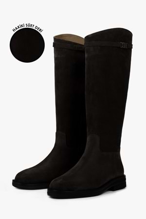 Kadın Arlina Kahve Hakiki Süet Deri Çizme