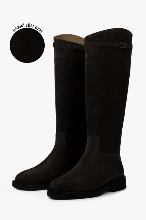 Kadın Arlina Kahve Hakiki Süet Deri Çizme