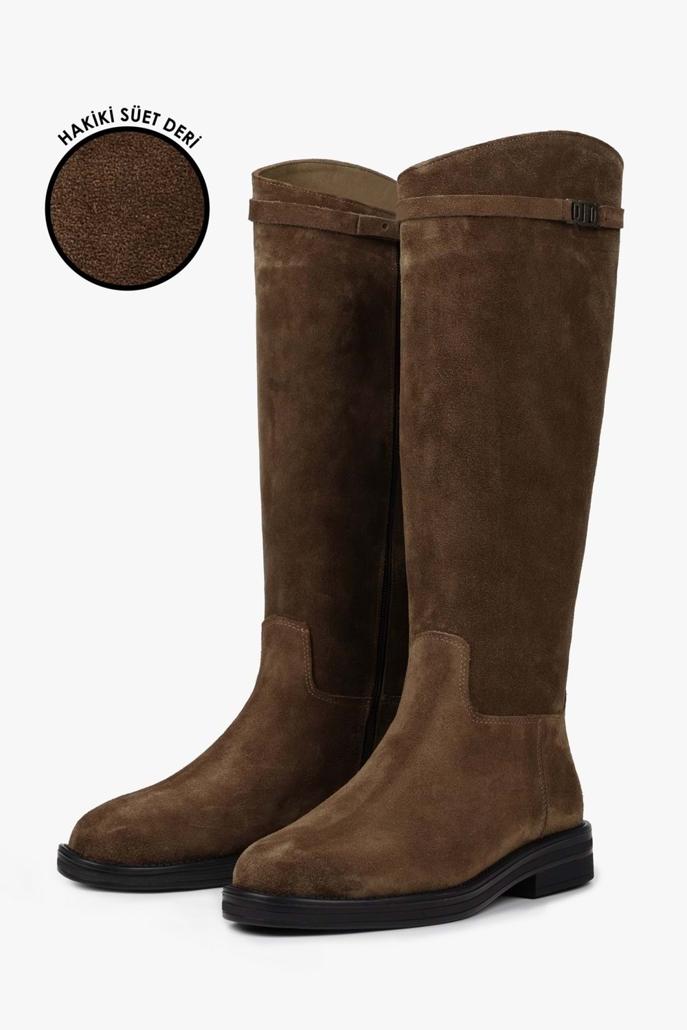 Kadın Arlina Taba Hakiki Süet Deri Çizme