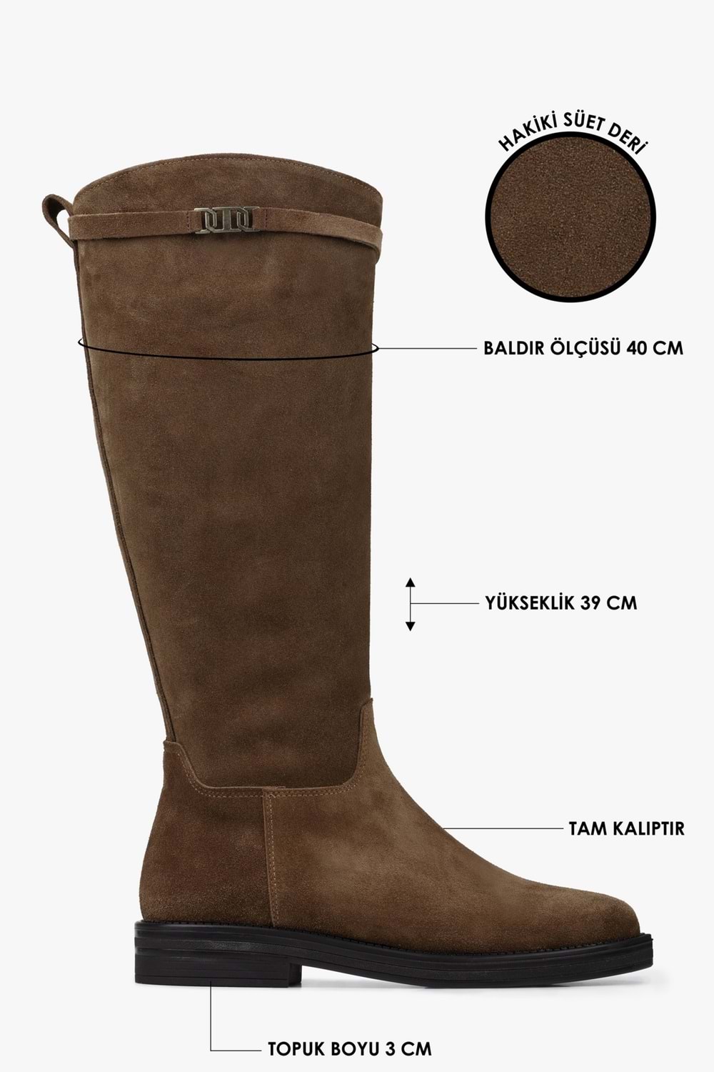 Kadın Arlina Taba Hakiki Süet Deri Çizme