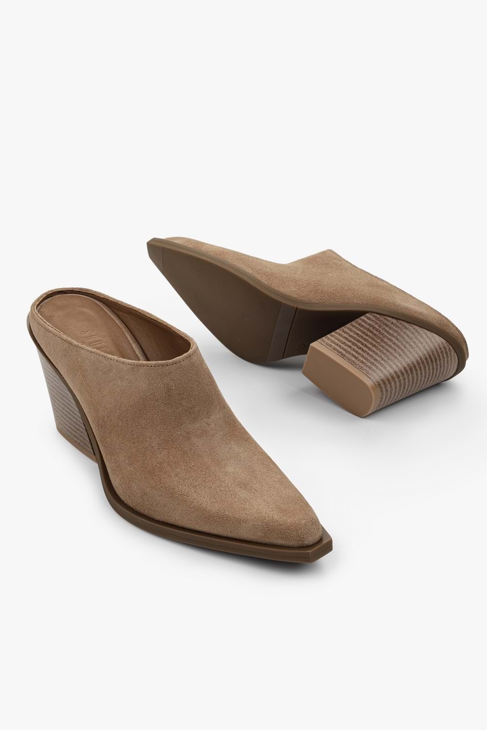 Kadın Avelia Kum Hakiki Süet Deri Topuklu Terlik